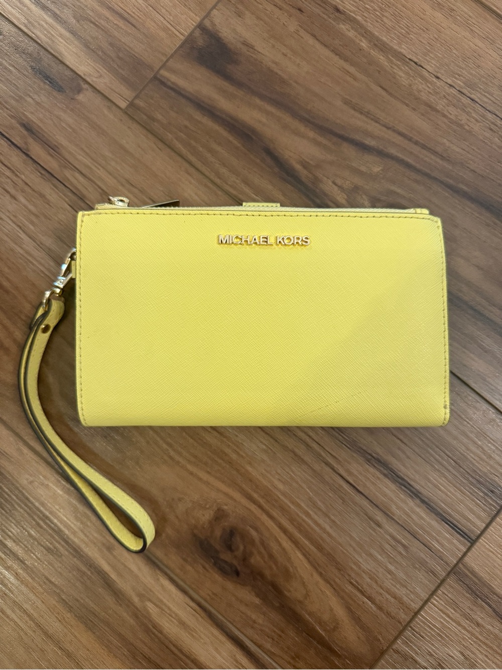 Michael Kors Bright Yellow Saffiano Leather Wristlet Clutch